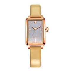 ساعة جوليوس جاي اي941 دي الكورية النسائية الأنيقة مستطيله ذهبية بسوار ذهبي ومينا زرقاء JULIUS Watch for Women JA-941 - Analog, Leather - Gold