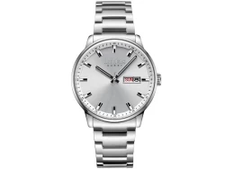 ساعة رجالية من جوليوس الكورية دائرية ستين ستيل مع مينا بيضاء JULIUS Watch for Men - Analog Display, Stainless Steel Band