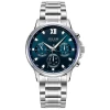 ساعة رجالية من جوليوس الكورية دائرية سيلفر سير ستين ستيل سيلفر مع مينا ازرق JULIUS Watch for Men JAH-113 - Analog Display, Stainless steel Band - silver