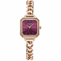 ساعة نسائية من جوليوس الكورية جاي اي 1292 مربعة ذهبية سير ستنين ستيل ذهبي مينا ماروني JULIUS Watch JA-1292 for Women - Analog, Stainless Steel - Gold Rose - Maroon