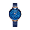 ساعة نسائية من جوليوس الكورية 1189 دائرية ذهبية سير ستيل ستيل ازرق مينا زرقاء JULIUS Watch JA-1189 for Women - Analog, Stainless Steel - Blue