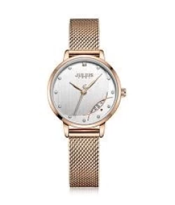 ساعة نسائية من جوليوس الكورية جاي اي 1179 ساعة ذهبية سير ستيل ستيل ذهبي مينا بيضاء JULIUS Watch JA-1179 for Women - Analog, Stainless Steel - Gold Rose