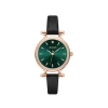 ساعة نسائية من جوليوس الكورية جاي اي 1368 دي ساعة ذهبية سير جلد اسود ومينا سوداء JULIUS Watch for Women JA-1368 - Analog, Leather - Black