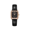 ساعة نسائية من جوليوس الكورية جاي اي 1364 بي مستطيله ذهبيه سير جلد اسود ومينا سوداء JULIUS Watch for Women JA-1364 - Analog, Leather - Black