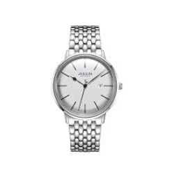ساعة رجالية من جوليوس الكورية جاي اي اج 130 بي دائريه فضي سير ستين ستيل فضي ومينا بيضاء JULIUS Watch for Men JAH-130 - Analog, Stainless steel - Silver