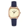 ساعة جوليوس جاي اي 1393 دي الكورية النسائية الأنيقة - ذهبيه حزام ازرق نيفي مع مينا صفراء JULIUS Watch JA-1393D for Women - Analog, Leather - Blue