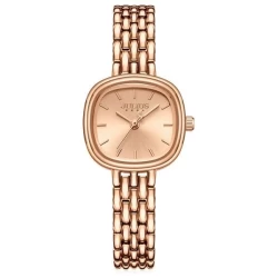 ساعة نسائية من جوليوس الكورية مربعة ذهبي سير ستيل ستيل ذهبي مع مينا ذهبي JULIUS Watch JA-1332 for Women - Analog, Stainless Steel - Gold Rose